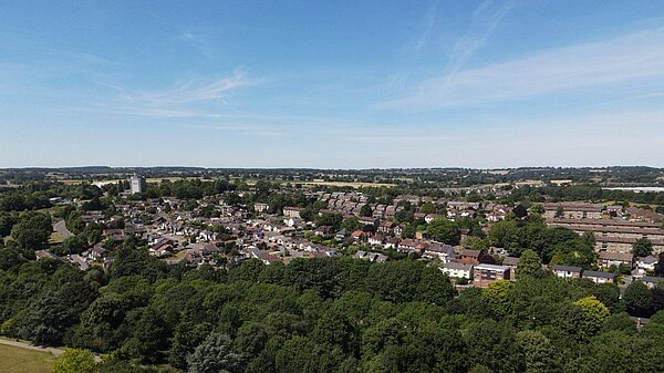 An aerial view of Coventry taken from Allesley Park